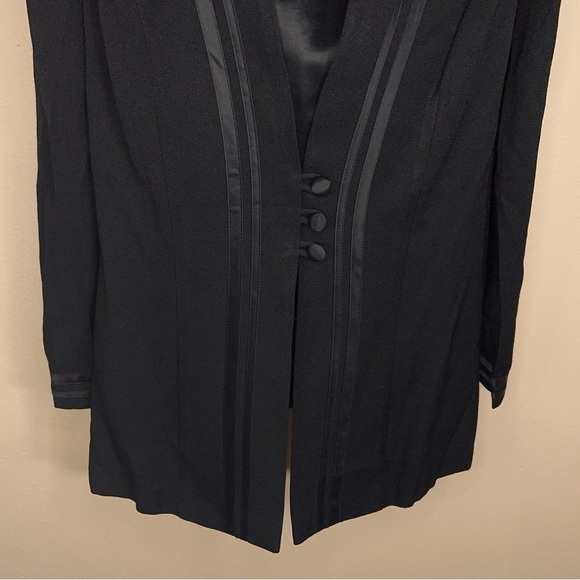 VINTAGE MICHAEL BLAKE 8 PETITE BLACK BLAZER TOP BLOUSE LONG SLEEVE - Picture 7 of 11